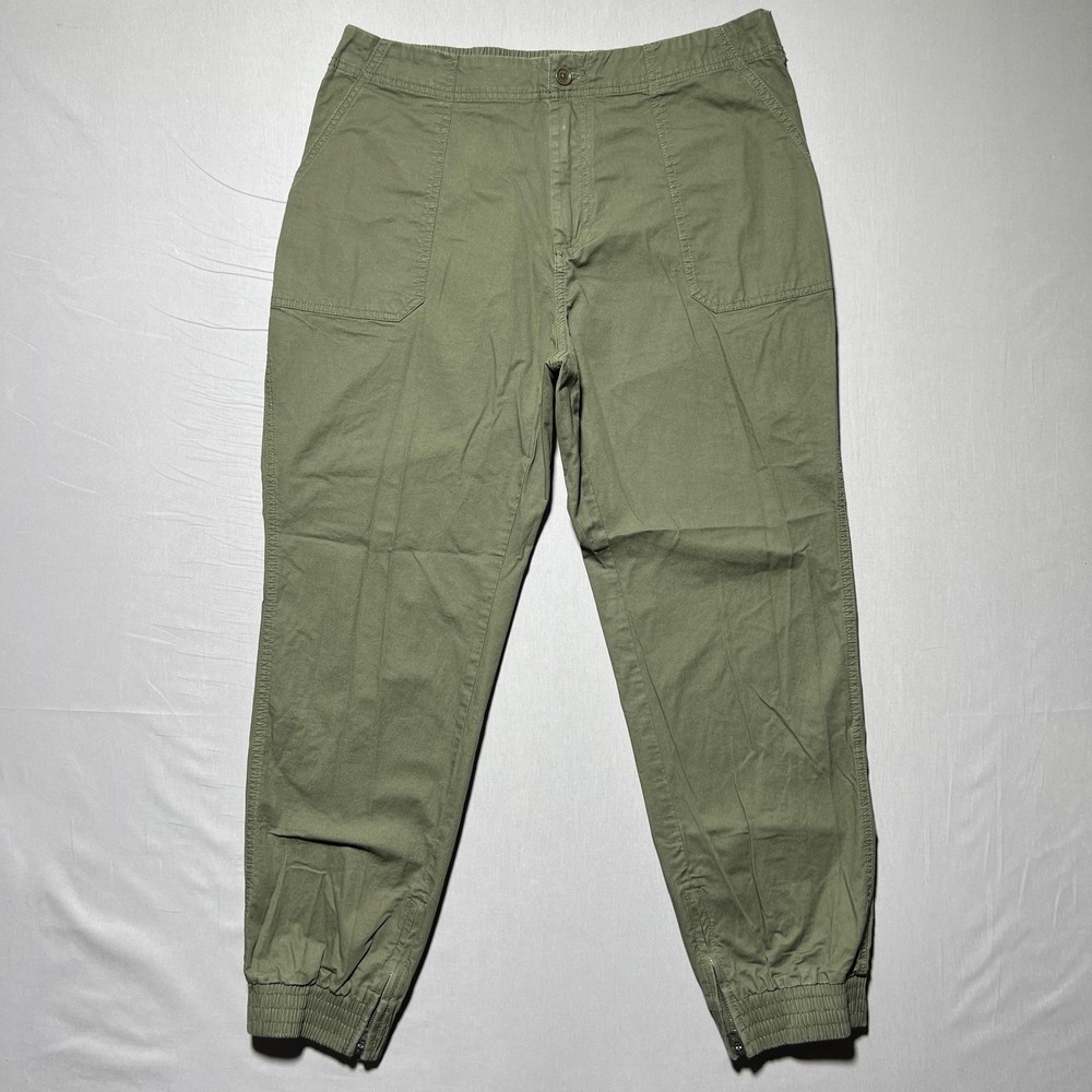 Pact Pants Mens XLarge Green Utility‎ Jogger Elastic Waist Pockets Zipper Cuffs